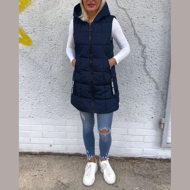Melina – Sleeveless Padded Coat with Zipper