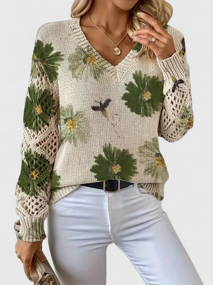 Magnolia | Elegant sweater with floral pattern