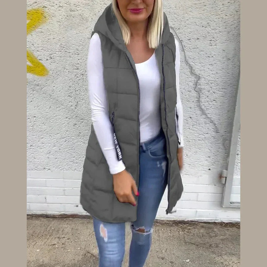 Melina – Sleeveless Padded Coat with Zipper