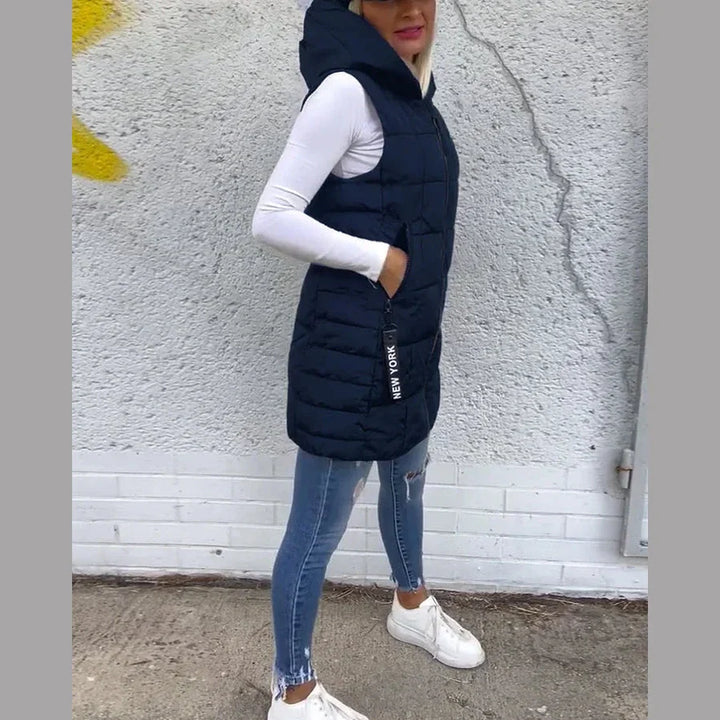 Melina – Sleeveless Padded Coat with Zipper
