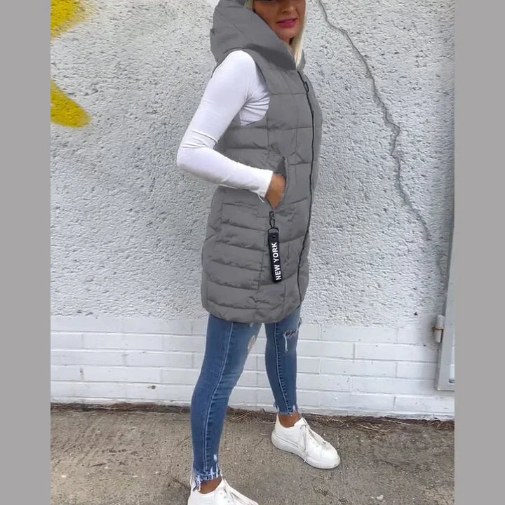 Melina – Sleeveless Padded Coat with Zipper