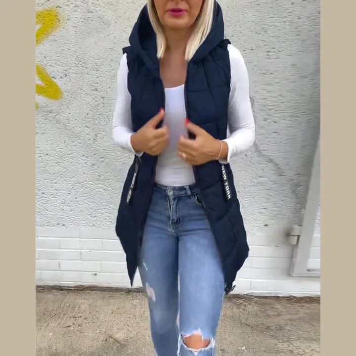 Melina – Sleeveless Padded Coat with Zipper