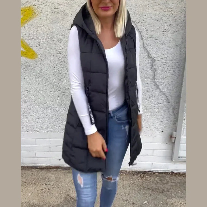 Melina – Sleeveless Padded Coat with Zipper