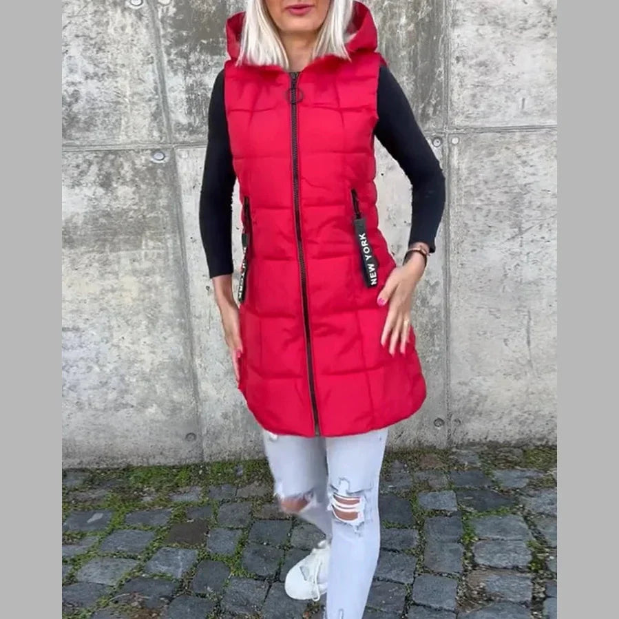 Melina – Sleeveless Padded Coat with Zipper